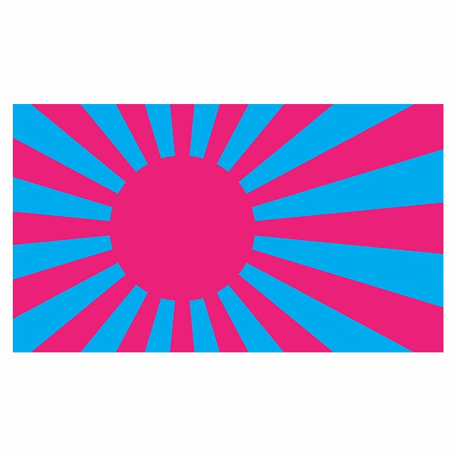 210x121mm 旭日旗 ピンク ライトブルー  国旗 ステッカー