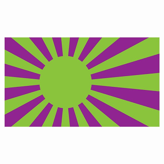 150x86mm 旭日旗 グリーン パープル  国旗 ステッカー