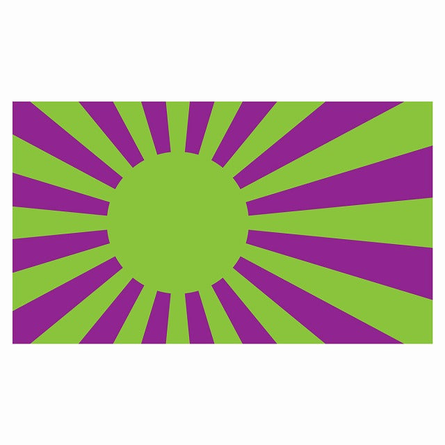 210x121mm 旭日旗 グリーン パープル  国旗 ステッカー