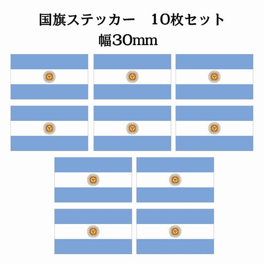 30x17mm 10枚セット アルゼンチン Argentine 国旗 ステッカー