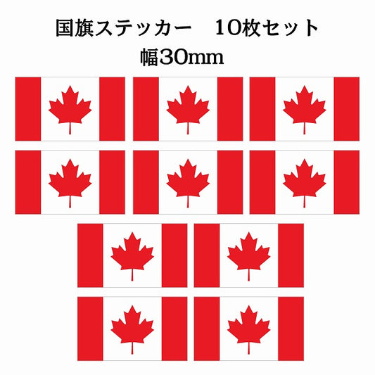 30x17mm 10枚セット カナダ Canada 国旗 ステッカー