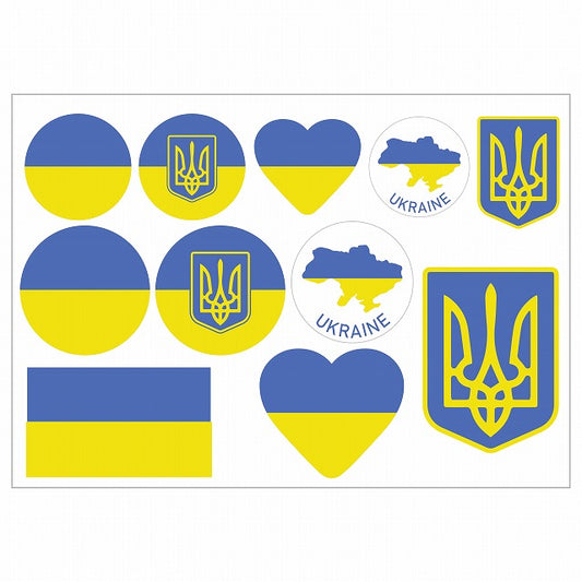 ウクライナ Ukraine 国旗 ステッカー A5サイズ 詰め合せ セット シール サインステッカー