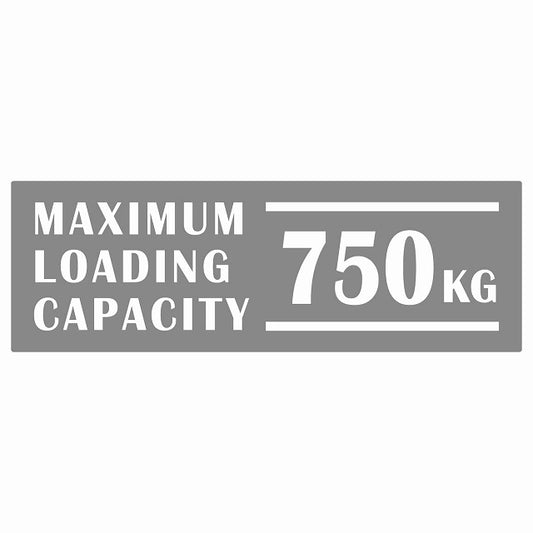 最大積載量 Maximum Loading Capacity 英語表記 グレー 750kg ステッカー 15x5cm