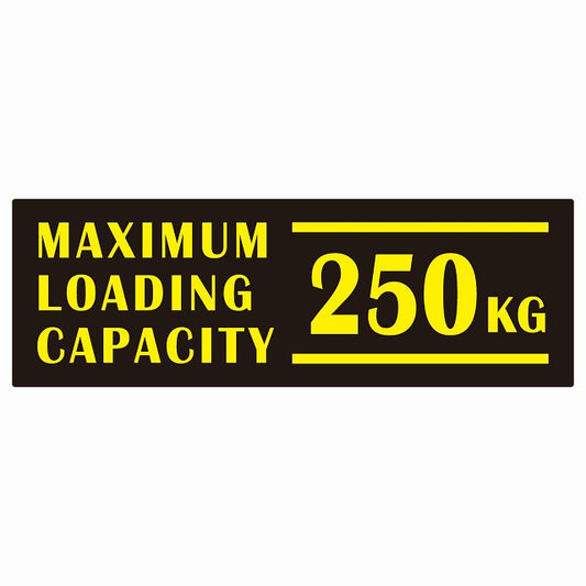 最大積載量 Maximum Loading Capacity 英語表記 ブラックイエロー 250kg ステッカー 15x5cm