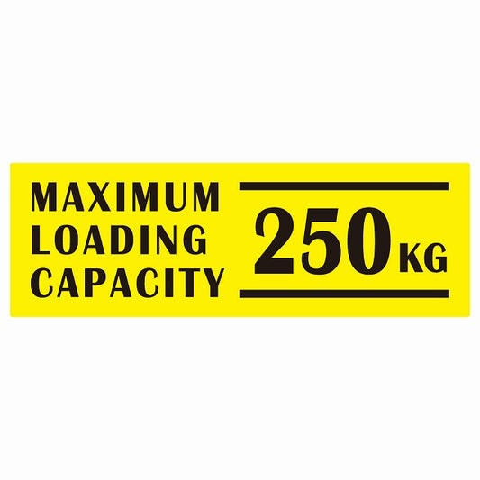 最大積載量 Maximum Loading Capacity 英語表記 イエローブラック 250kg ステッカー 15x5cm