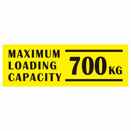 最大積載量 Maximum Loading Capacity 英語表記 イエローブラック 700kg ステッカー 15x5cm