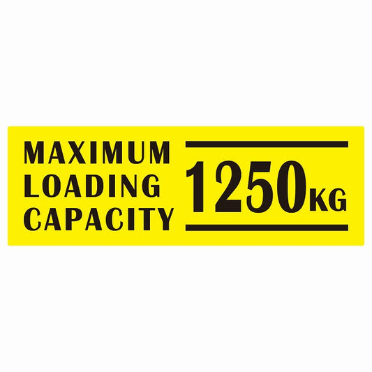 最大積載量 Maximum Loading Capacity 英語表記 イエローブラック 1250kg ステッカー 15x5cm
