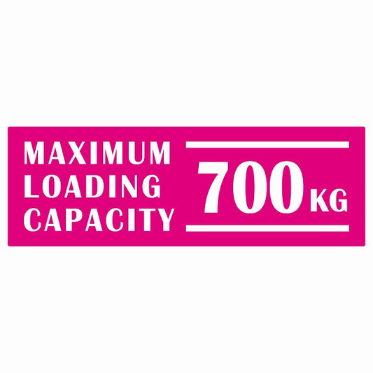 最大積載量 Maximum Loading Capacity 英語表記 ピンク 700kg ステッカー 15x5cm