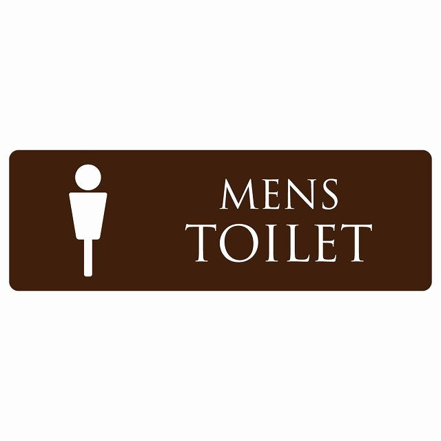 トイレ MENS ブラウン ホワイト ステッカー 長方形 シール サインステッカー 案内表示 施設用 ピクトサイン ピクトグラム 選べるサイズ