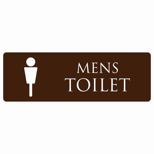 トイレ MENS ブラウン ホワイト ステッカー 長方形 シール サインステッカー 案内表示 施設用 ピクトサイン ピクトグラム 選べるサイズ