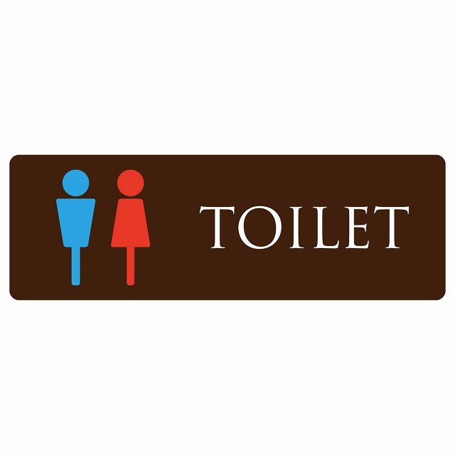 トイレ 男女マーク ブラウン＆カラー ステッカー 長方形 シール サインステッカー 案内表示 施設用 ピクトサイン ピクトグラム 選べるサイズ