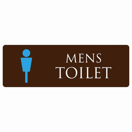 トイレ MENS ブラウン＆カラー ステッカー 長方形 シール サインステッカー 案内表示 施設用 ピクトサイン ピクトグラム 選べるサイズ