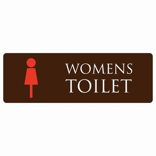 トイレ WOMENS ブラウン＆カラー ステッカー 長方形 シール サインステッカー 案内表示 施設用 ピクトサイン ピクトグラム 選べるサイズ