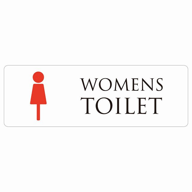 トイレ WOMENS ホワイト＆カラー ステッカー 長方形 シール サインステッカー 案内表示 施設用 ピクトサイン ピクトグラム 選べるサイズ