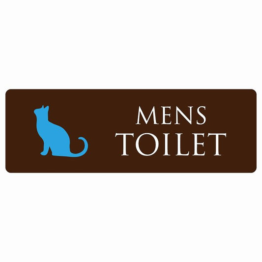 トイレ MENS ねこ 猫 ネコ ブラウン カラー ステッカー 長方形 シール サインステッカー 案内表示 施設用 ピクトサイン ピクトグラム 選べるサイズ