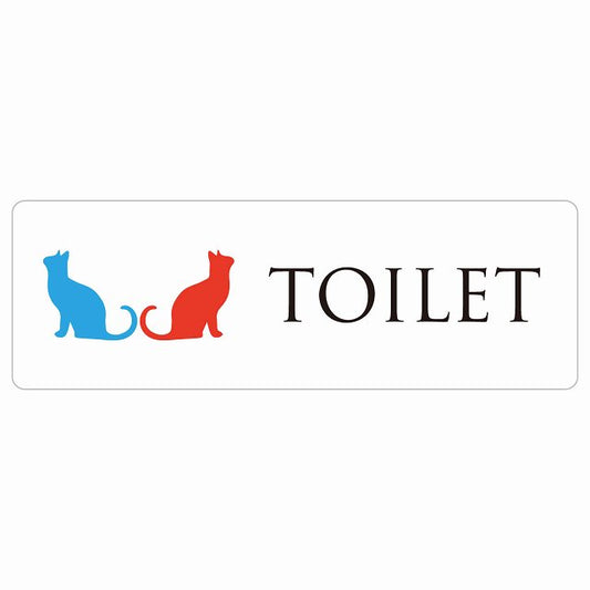トイレ 男女マーク ねこ 猫 ネコ ホワイト カラー ステッカー 長方形 シール サインステッカー 案内表示 施設用 ピクトサイン ピクトグラム 選べるサイズ