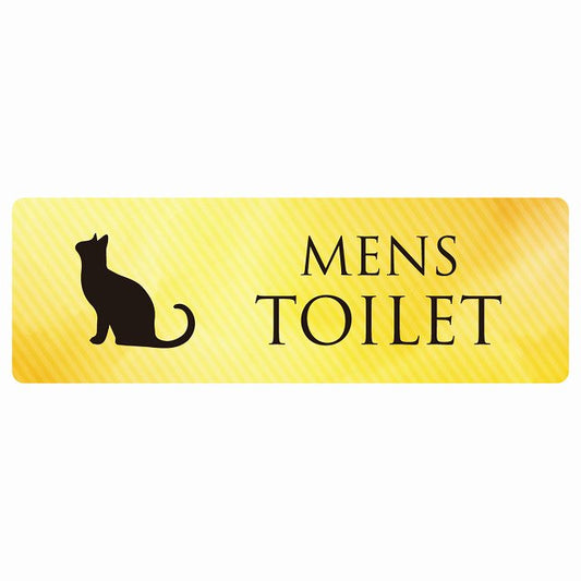 トイレ MENS ねこ 猫 ネコ イエローグラデーション ステッカー 長方形 シール サインステッカー 案内表示 施設用 ピクトサイン ピクトグラム 選べるサイズ