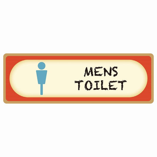 トイレ MENS レトロ デザイン ステッカー 長方形 シール サインステッカー 案内表示 施設用 ピクトサイン ピクトグラム 選べるサイズ