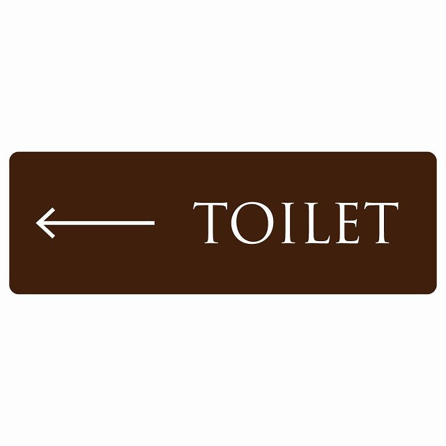 トイレ TOILET 文字タイプ ブラウン ホワイト 左 矢印 ステッカー 長方形 シール サインステッカー 誘導表示 ピクトサイン ピクトグラム 選べるサイズ
