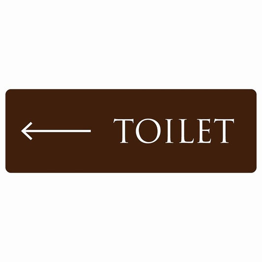 トイレ TOILET 文字タイプ ブラウン ホワイト 左 矢印 ステッカー 長方形 シール サインステッカー 誘導表示 ピクトサイン ピクトグラム 選べるサイズ