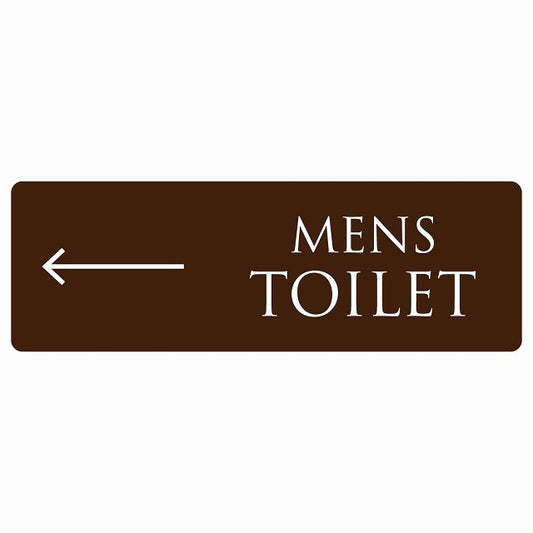 トイレ MENS 文字タイプ ブラウン ホワイト 左 矢印 ステッカー 長方形 シール サインステッカー 誘導表示 ピクトサイン ピクトグラム 選べるサイズ