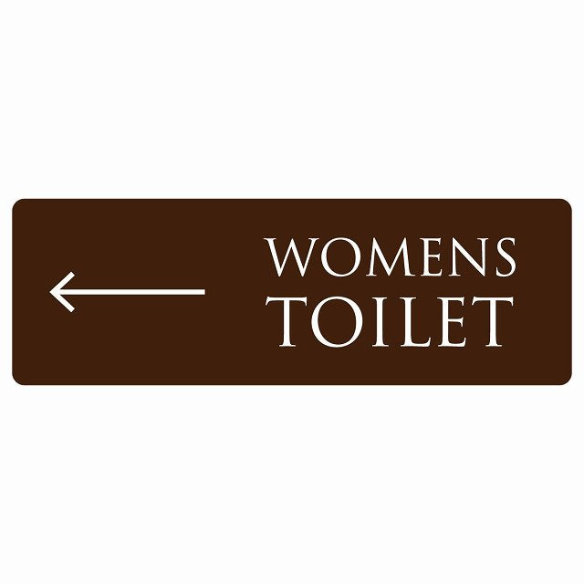 トイレ WOMENS 文字タイプ ブラウン ホワイト 左 矢印 ステッカー 長方形 シール サインステッカー 誘導表示 ピクトサイン ピクトグラム 選べるサイズ