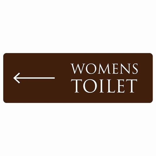 トイレ WOMENS 文字タイプ ブラウン ホワイト 左 矢印 ステッカー 長方形 シール サインステッカー 誘導表示 ピクトサイン ピクトグラム 選べるサイズ