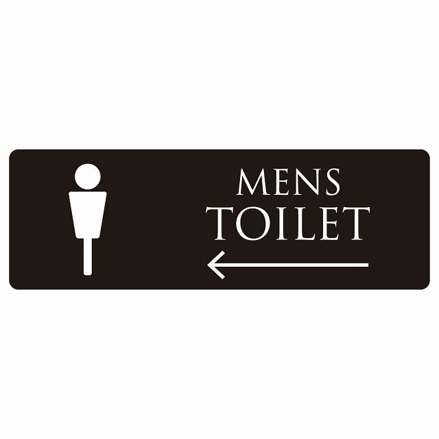 トイレ MENS ブラック ホワイト 左 矢印 ステッカー 長方形 シール サインステッカー 誘導表示 ピクトサイン ピクトグラム 選べるサイズ