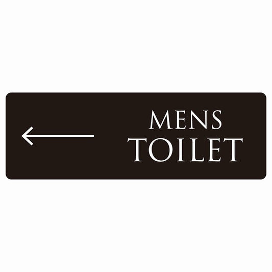 トイレ MENS 文字タイプ ブラック ホワイト 左 矢印 ステッカー 長方形 シール サインステッカー 誘導表示 ピクトサイン ピクトグラム 選べるサイズ