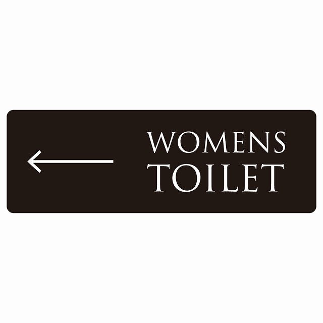 トイレ WOMENS 文字タイプ ブラック ホワイト 左 矢印 ステッカー 長方形 シール サインステッカー 誘導表示 ピクトサイン ピクトグラム 選べるサイズ