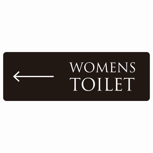 トイレ WOMENS 文字タイプ ブラック ホワイト 左 矢印 ステッカー 長方形 シール サインステッカー 誘導表示 ピクトサイン ピクトグラム 選べるサイズ