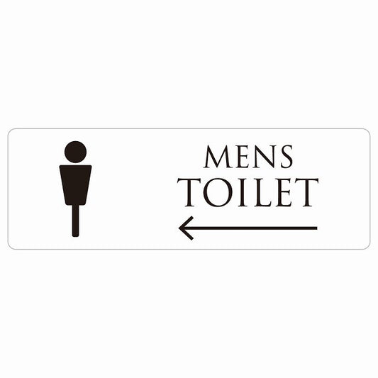 トイレ MENS ホワイト ブラック 左 矢印 ステッカー 長方形 シール サインステッカー 誘導表示 ピクトサイン ピクトグラム 選べるサイズ