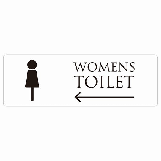 トイレ WOMENS ホワイト ブラック 左 矢印 ステッカー 長方形 シール サインステッカー 誘導表示 ピクトサイン ピクトグラム 選べるサイズ