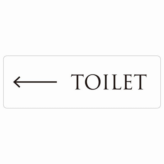 トイレ TOILET 文字タイプ ホワイト ブラック 左 矢印 ステッカー 長方形 シール サインステッカー 誘導表示 ピクトサイン ピクトグラム 選べるサイズ