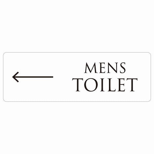 トイレ MENS 文字タイプ ホワイト ブラック 左 矢印 ステッカー 長方形 シール サインステッカー 誘導表示 ピクトサイン ピクトグラム 選べるサイズ
