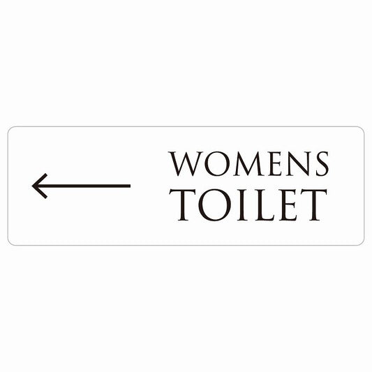 トイレ WOMENS 文字タイプ ホワイト ブラック 左 矢印 ステッカー 長方形 シール サインステッカー 誘導表示 ピクトサイン ピクトグラム 選べるサイズ