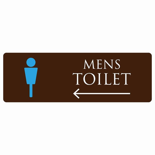 トイレ MENS ブラウン＆カラー 左 矢印 ステッカー 長方形 シール サインステッカー 誘導表示 ピクトサイン ピクトグラム 選べるサイズ