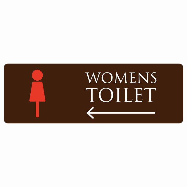 トイレ WOMENS ブラウン＆カラー 左 矢印 ステッカー 長方形 シール サインステッカー 誘導表示 ピクトサイン ピクトグラム 選べるサイズ