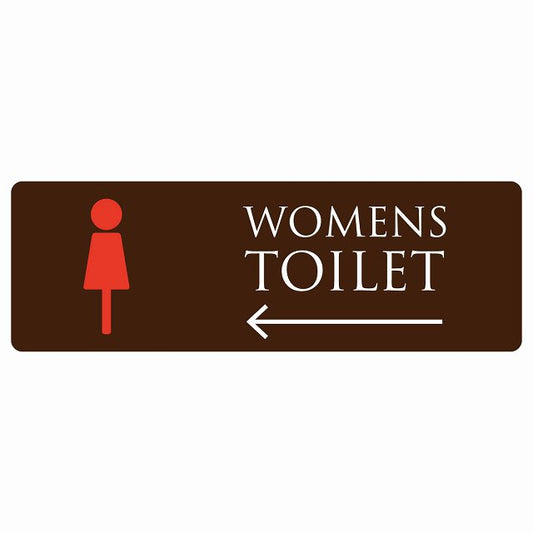 トイレ WOMENS ブラウン＆カラー 左 矢印 ステッカー 長方形 シール サインステッカー 誘導表示 ピクトサイン ピクトグラム 選べるサイズ