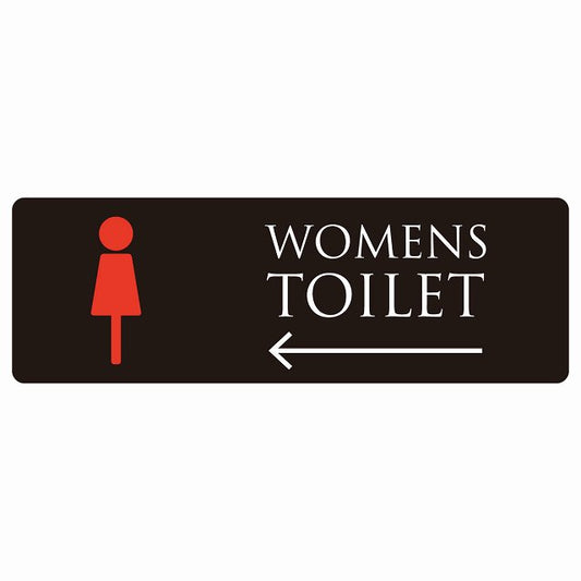 トイレ WOMENS ブラック＆カラー 左 矢印 ステッカー 長方形 シール サインステッカー 誘導表示 ピクトサイン ピクトグラム 選べるサイズ