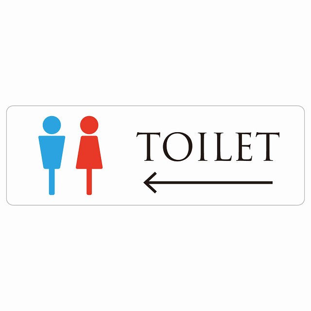 トイレ 男女マーク ホワイト＆カラー 左 矢印 ステッカー 長方形 シール サインステッカー 誘導表示 ピクトサイン ピクトグラム 選べるサイズ
