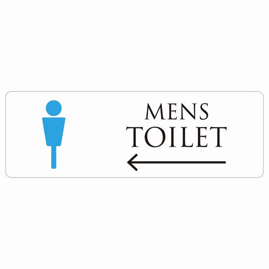 トイレ MENS ホワイト＆カラー 左 矢印 ステッカー 長方形 シール サインステッカー 誘導表示 ピクトサイン ピクトグラム 選べるサイズ
