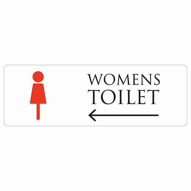 トイレ WOMENS ホワイト＆カラー 左 矢印 ステッカー 長方形 シール サインステッカー 誘導表示 ピクトサイン ピクトグラム 選べるサイズ