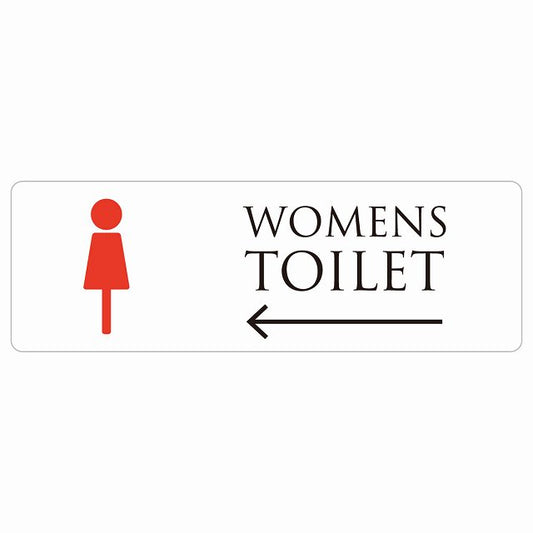 トイレ WOMENS ホワイト＆カラー 左 矢印 ステッカー 長方形 シール サインステッカー 誘導表示 ピクトサイン ピクトグラム 選べるサイズ