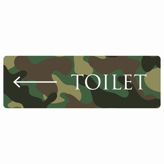 トイレ TOILET 文字タイプ 迷彩 カラー 左 矢印 ステッカー 長方形 シール サインステッカー 誘導表示 ピクトサイン ピクトグラム 選べるサイズ