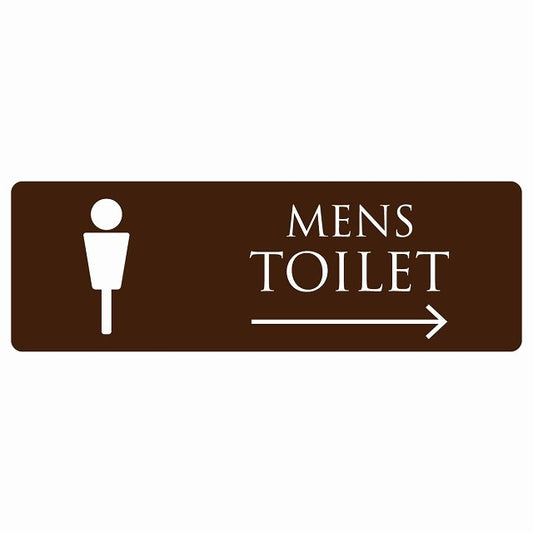トイレ MENS ブラウン ホワイト 右 矢印 ステッカー 長方形 シール サインステッカー 誘導表示 ピクトサイン ピクトグラム 選べるサイズ