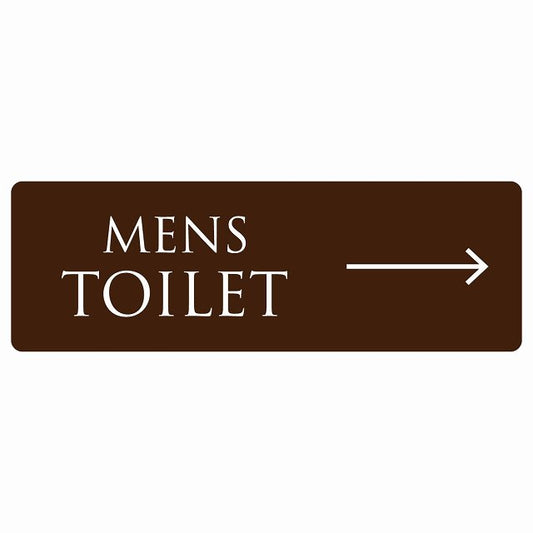トイレ MENS 文字タイプ ブラウン ホワイト 右 矢印 ステッカー 長方形 シール サインステッカー 誘導表示 ピクトサイン ピクトグラム 選べるサイズ