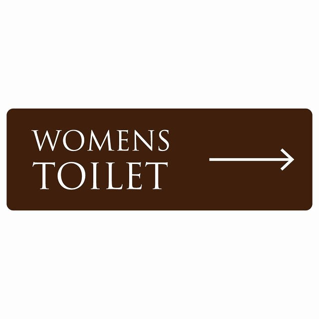 トイレ WOMENS 文字タイプ ブラウン ホワイト 右 矢印 ステッカー 長方形 シール サインステッカー 誘導表示 ピクトサイン ピクトグラム 選べるサイズ
