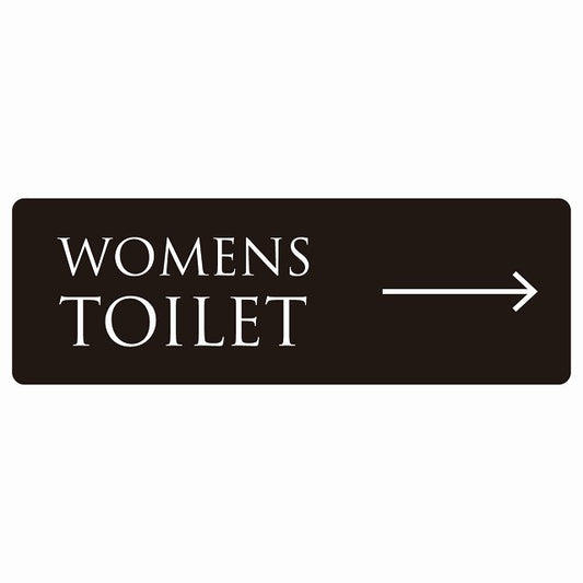トイレ WOMENS 文字タイプ ブラック ホワイト 右 矢印 ステッカー 長方形 シール サインステッカー 誘導表示 ピクトサイン ピクトグラム 選べるサイズ