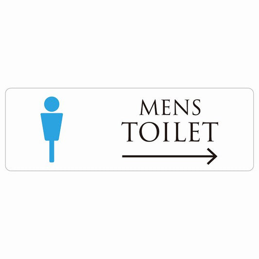 トイレ MENS ホワイト＆カラー 右 矢印 ステッカー 長方形 シール サインステッカー 誘導表示 ピクトサイン ピクトグラム 選べるサイズ